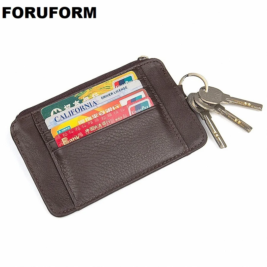 Тонкий держатель для карт с кольцом ключей карман монет мужские держатели