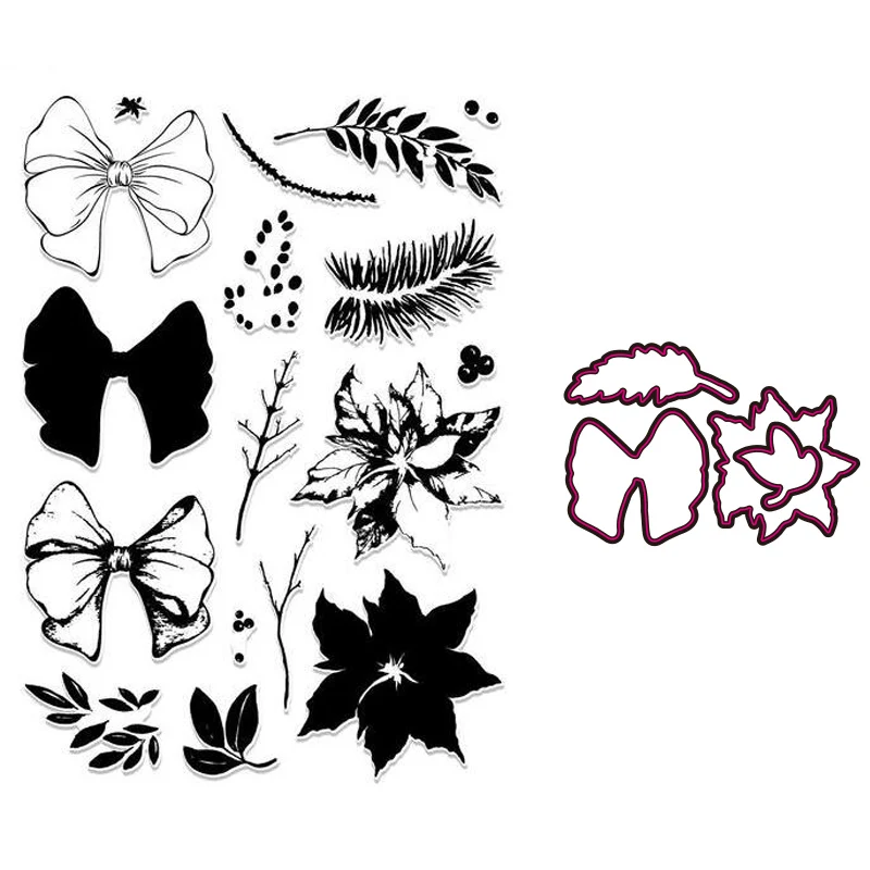 Цветок и бантом прозрачный значок металлический Трафарет DIY вырубной трафарет