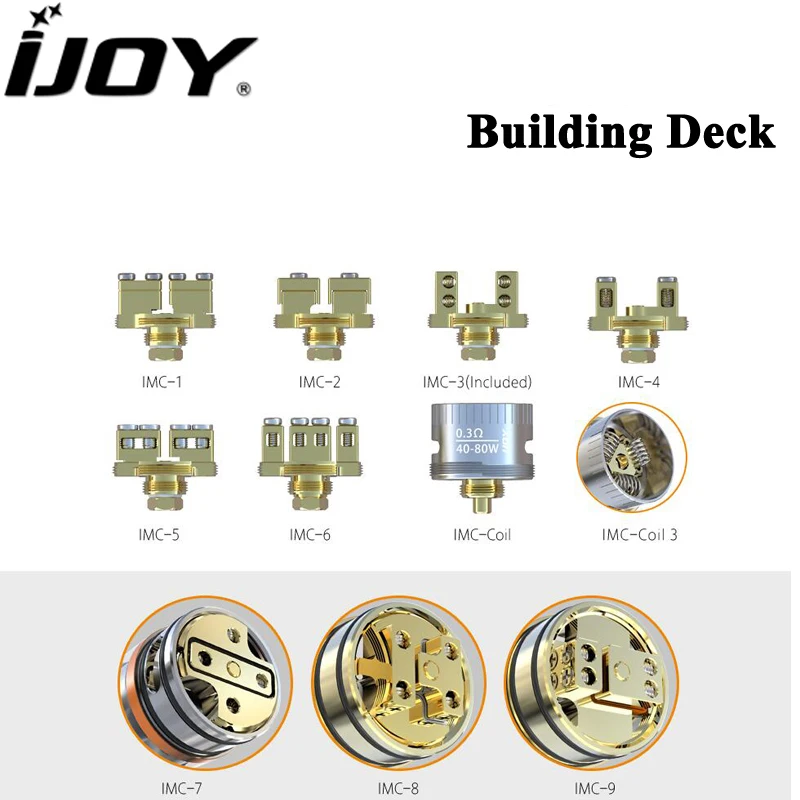 Сменные строительные колоды IJOY с золотым покрытием IMC 1/2/3/4/5/6/7/8/9 Coil/3 для