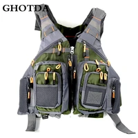 ghotda outdoor sport fishing men women breathable swimming life jacket safety waistcoat with multi pockets