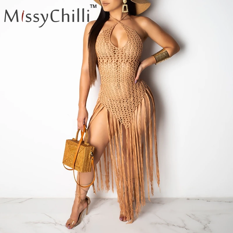 Женское черное платье миди MissyChilli с бретелькой через шею элегантное облегающее