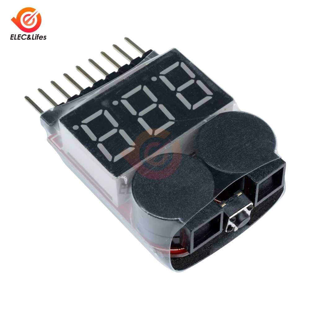 Цифровой 2 в 1 низкий звуковой сигнал 1 S-8 S 1-8S Lipo/li-ion/Fe RC лодка измеритель напряжения батареи монитор тестер для батареи вертолета