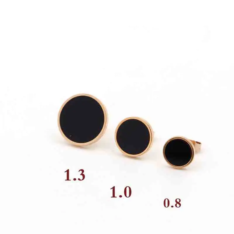 OL Style Fashion Rose Gold Color Stainless Steel Enamel Earrings White/Black/Pink Round Boucles D'oreilles Harajuku |