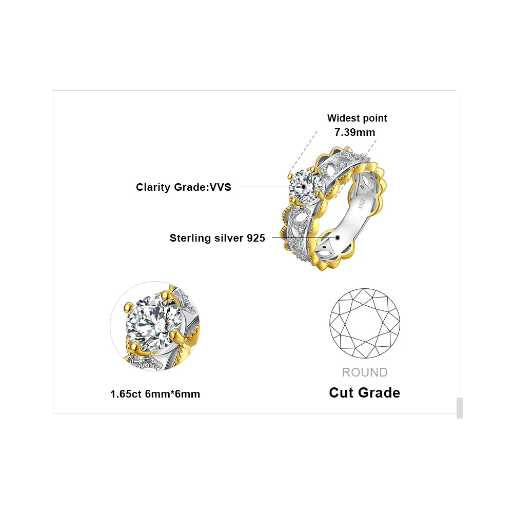 JewelryPalace полые цветок Два тонированное 1.9ct кубического циркония Anniverary обещание Свадебные Обручение кольцо стерлингового серебра 925