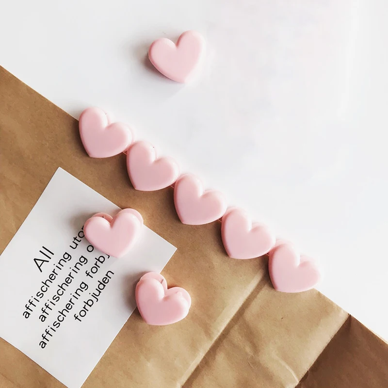 5 Pcs/lot Pink Love Heart Planner Paper Clip Plastic Bookmarks Kawaii Clips Cute Binder Stationery Store Office School Supplies |