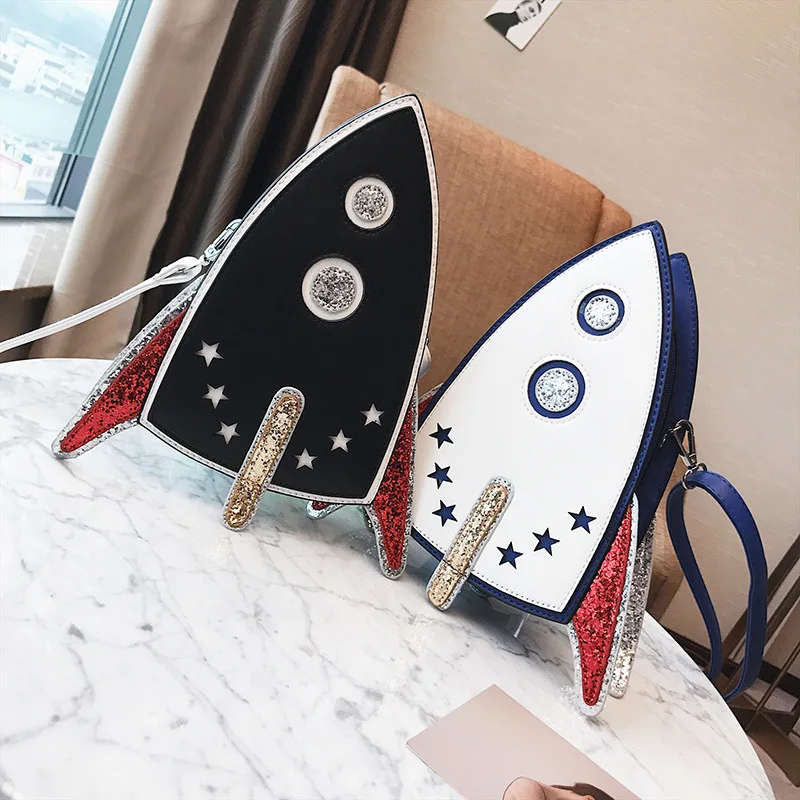 Модные Блёстки ракеты Форма сумка женская кошелек женский Повседневное Flap Crossbody