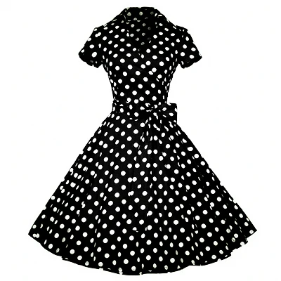 2 black dot Joineles размера плюс 4XL женское ретро платье 50s 60s винтажное рокабилли Свинг feminino vestidos V образным вырезом с коротким рукавом платье в горошек - Цвет: 2 black dot