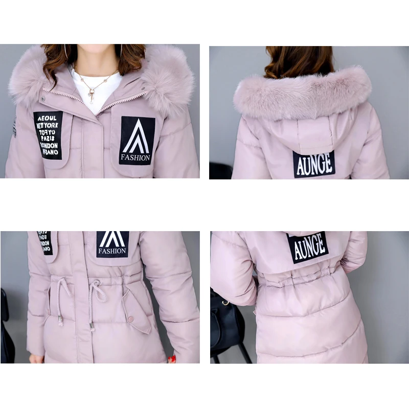 Красивая модная зимняя куртка с меховым воротником женское утепленное пальто