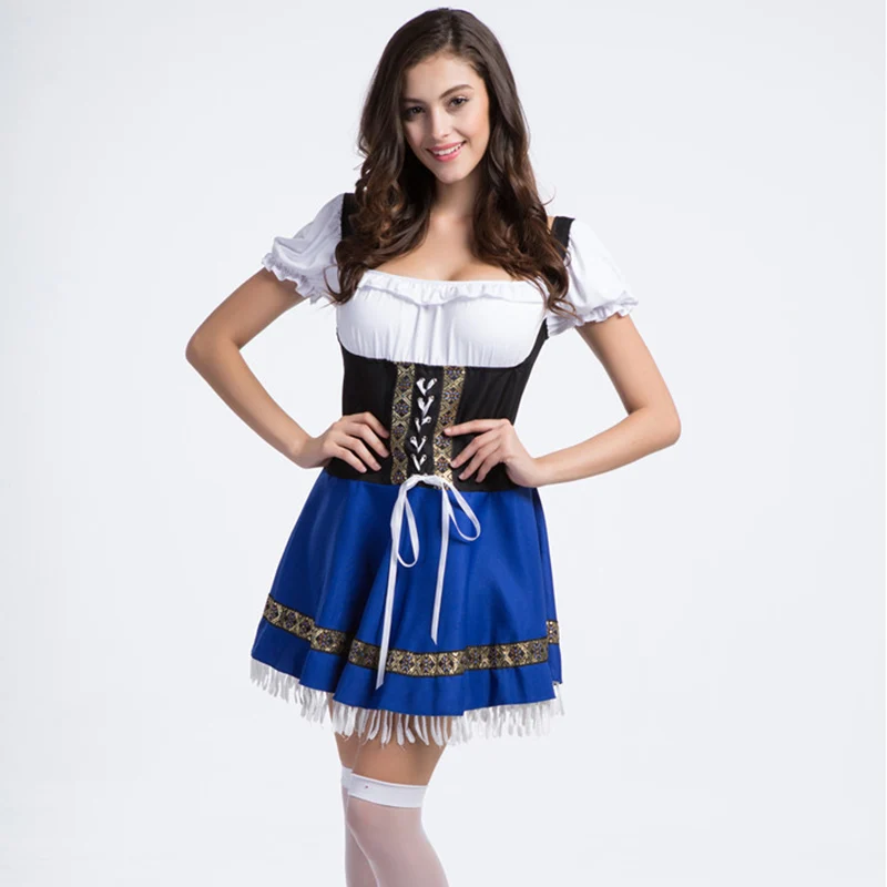 Новинка синяя Вечеринка Октоберфест косплей пиво костюмы на Хэллоуин для женщин