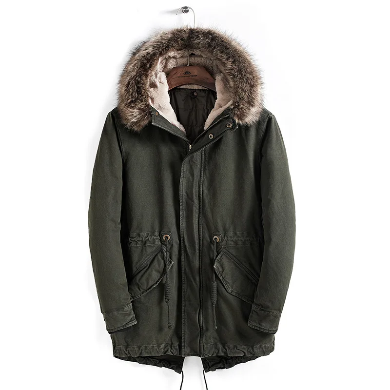 

2019 new Men's Thick coat Black Warm jacket Winter Long Hooded Detachable collar jacket More Size M-XL XXL XXXL