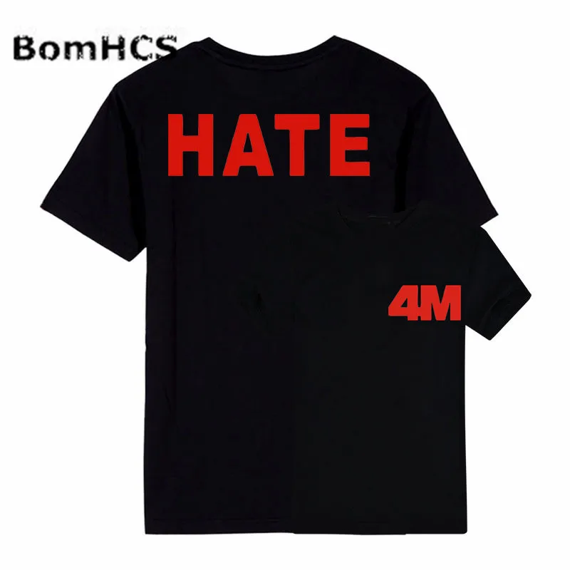 Летняя хлопковая футболка с коротким рукавом BomHCS Kpop надписью Act.7 и Hate Stars унисекс |