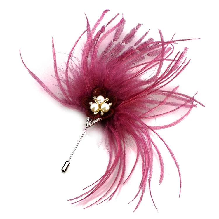 Original Europe and America Exaggerated Feather Brooch Luxury Coat Accessories Word |