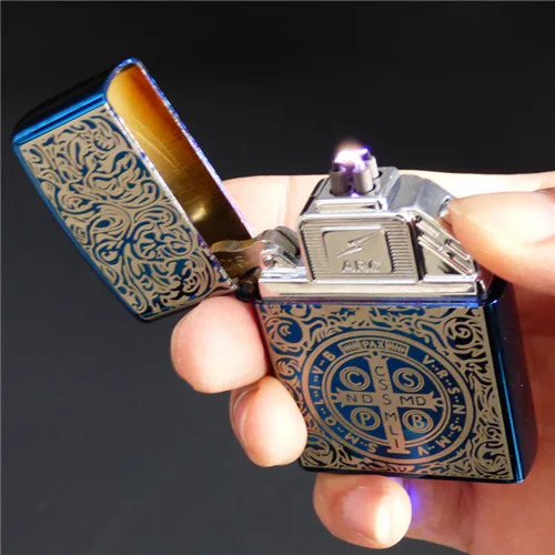Новая JLBS156 двойная дуговая зажигалка, ветрозащитная электронная usb-зажигалка для перезарядки сигарет, электрическая сигарная зажигалка - Цвет: x arc blue