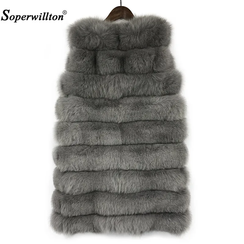 Soperwillton 2019 новый жилет из красного лисьего меха пальто для женщин зимняя верхняя