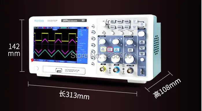Hantek DSO5202P цифровой осциллограф 200 МГц пропускной способности 2 Каналы PC USB 1GSa/s 7 дюйм(ов) запись Длина 24 к портативный осциллограф