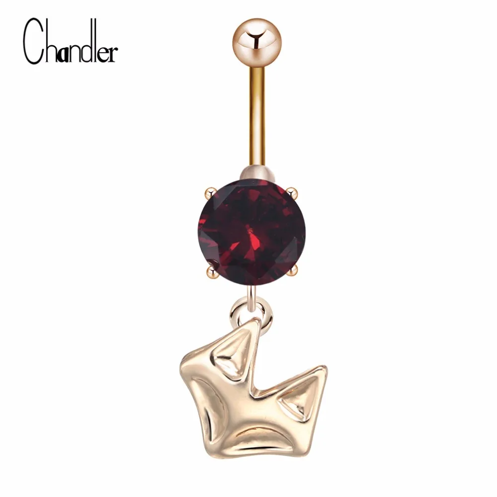 Позолоченное кольцо на пупок динозавра пупка CZ Кристальный пирсинг из