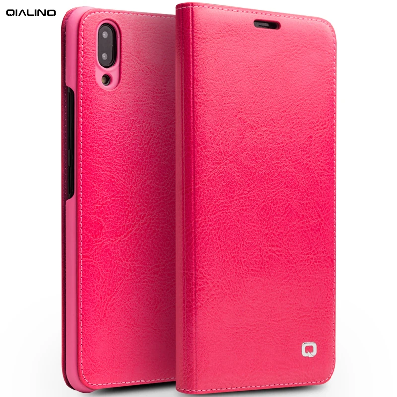 Стильный чехол-книжка QIALINO из натуральной кожи для Vivo X 21 роскошный чехол ручной