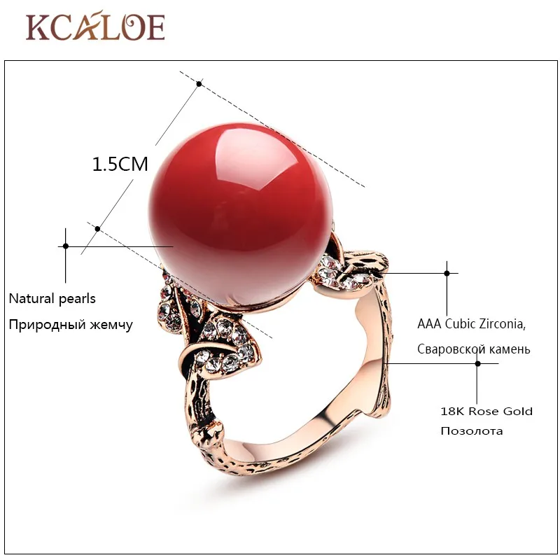KCALOE красная Коралловая Серьга, наборы свадебных ювелирных изделий, роскошный кристалл, кубический цирконий, розовое золото, винтажное резное кольцо, ювелирный набор