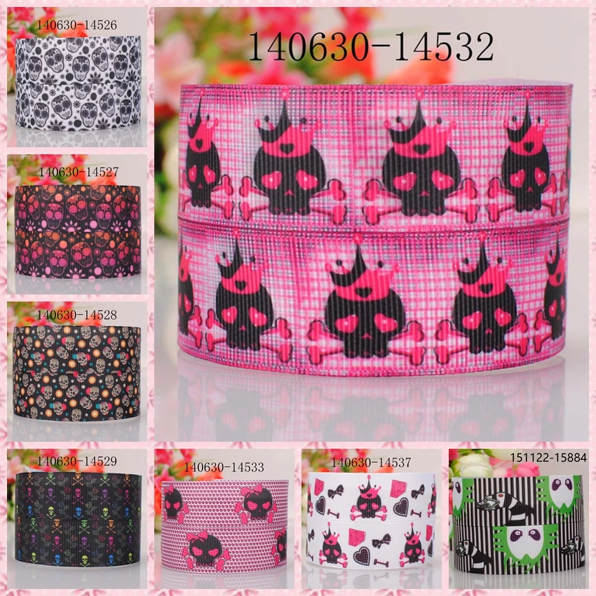 10 ярдов Различные размеры лента в рубчик с милым рисунком черепа|Ленты для шитья|