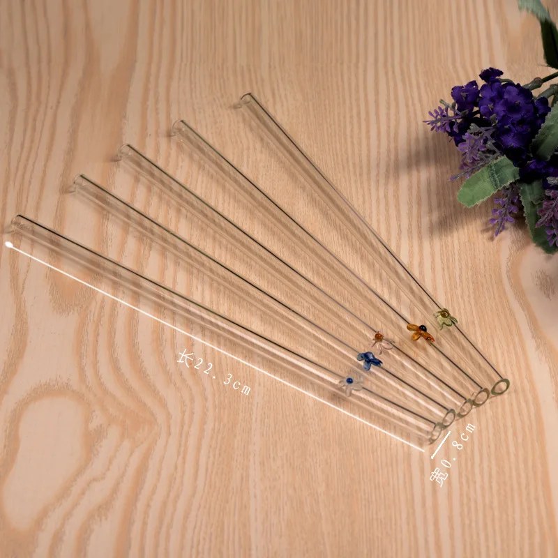 1 шт. стеклянная солома многоразовые питьевые соломинки Цветные Цветочные