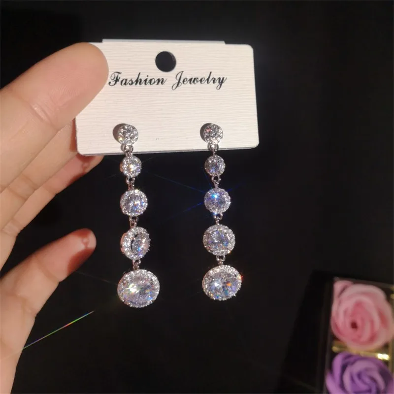 Роскошные серьги подвески choucong из настоящего стерлингового серебра 925 пробы AAAAA с