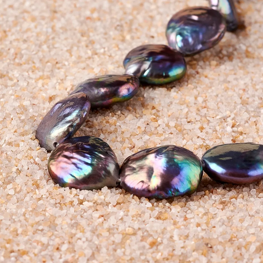 Натуральные жемчужные для изготовления украшений Keshi плоские круглые бусины