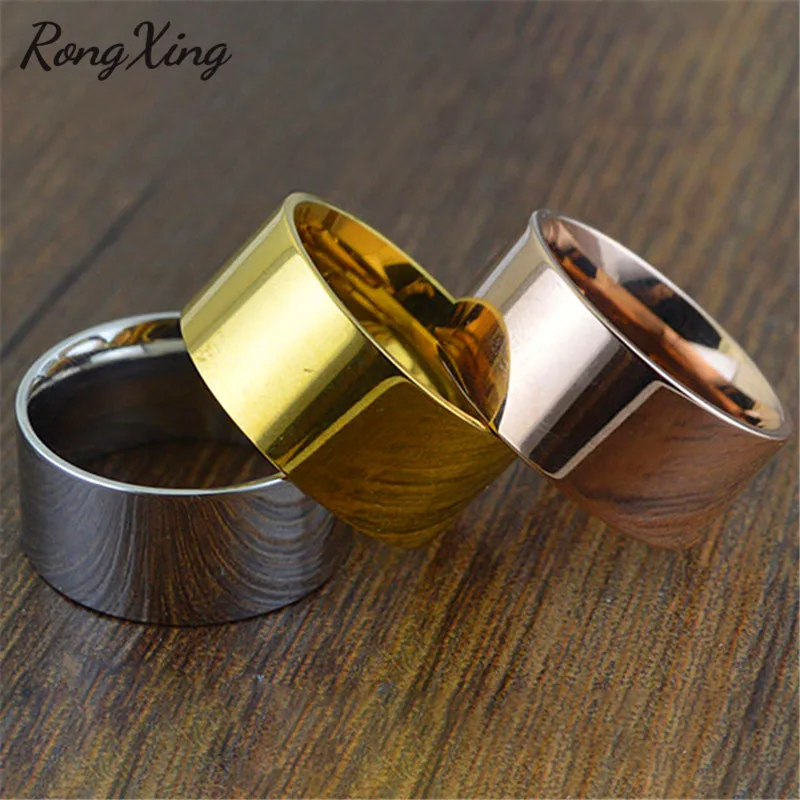 RongXing Ретро золото/серебро/розовое золото 10 мм широкие кольца для мужчин и женщин винтажное титановое стальное кольцо Модные Ювелирные изделия Подарки CH0025