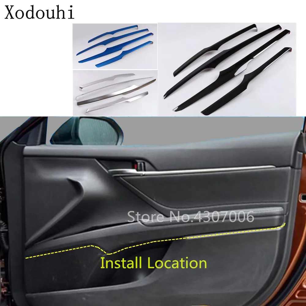 

Styling Cover Detector Stainless Steel Inner Door Bowl Upper Trim Strip 4pcs For Toyota New Camry XV70 2017 2018 2019 2020 2021