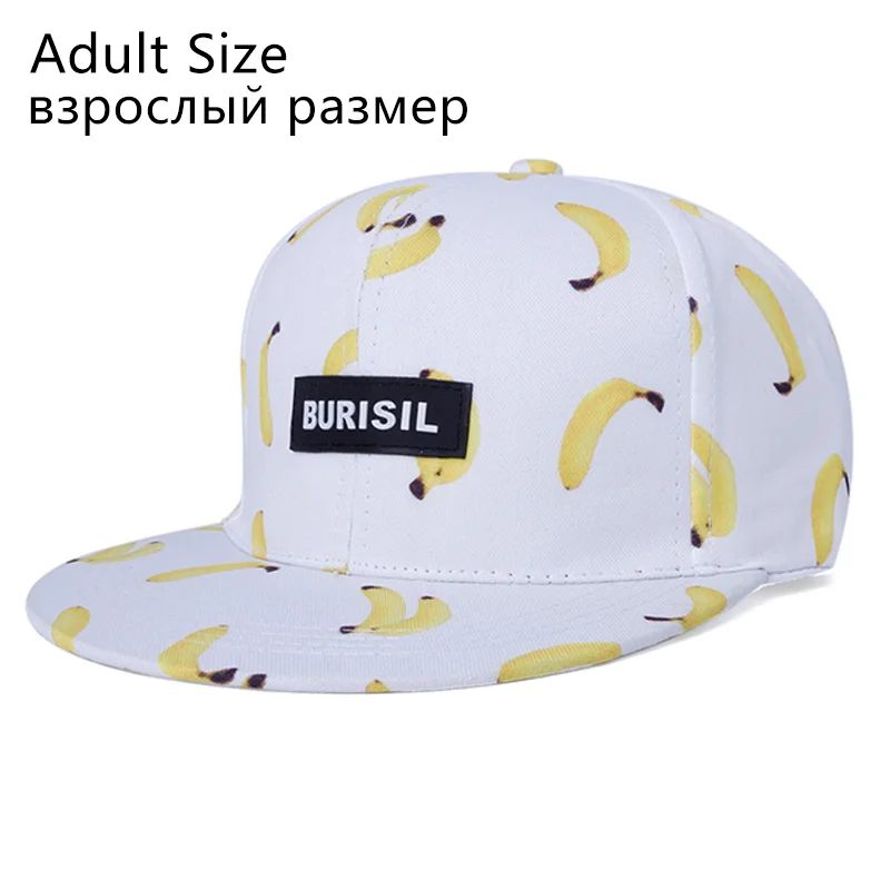 MOLIXINYU шапки для девочек для мальчиков Взрослый/Kids Snapback Caps Детская летняя шапка для детей Бейсбольные шапки для мальчиков Девушки Hip Hop Hat chapeau enfant шапка детская шапка для девочки шапка для мальчика - Цвет: Adult White Banana