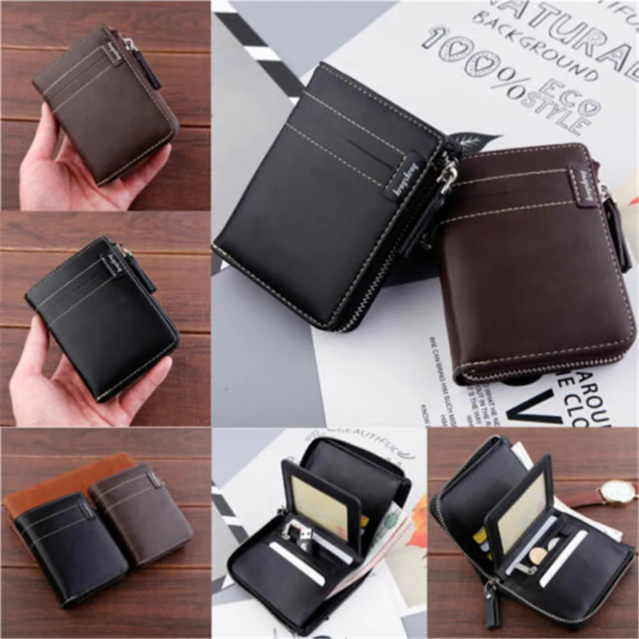 Новинка 2019 стильный мужской кожаный бумажник тонкий карман на молнии с