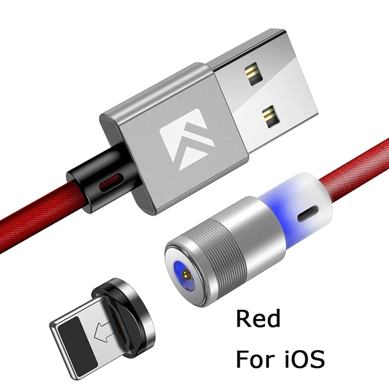 Магнитный кабель FLOVEME usb type-C для samsung S10 S9 Plus, Шнур Micro USB, зарядное устройство для iPhone XS Max XR X, Магнитный зарядный кабель - Цвет: Red For iOS