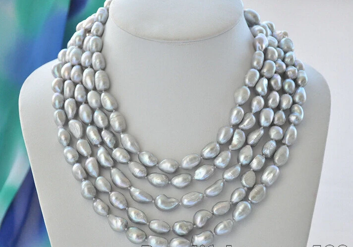 

Free shipping@ Az6983 12mm gray baroque potato freshwater pearl necklace 100inch a
