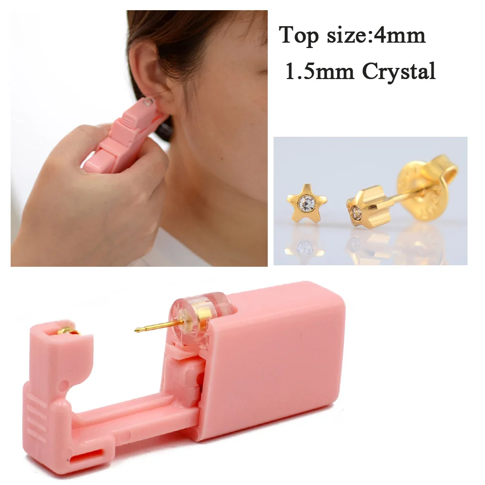 Star with gem 6 шт 24K позолоченные дельфины одноразовые безопасные пирсинг для ушей стерильные пирсинг 316L стальные серьги-гвоздики ювелирные изделия - Окраска металла: Star with gem