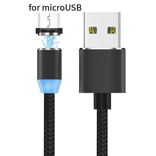 Micro USB Black Магнитный кабель SOVAWIN Micro USB для быстрой зарядки светодиодный светильник 1 м Магнитный кабель для зарядки телефона для iphone для samsung для huawei P9 - Цвет: Micro USB Black