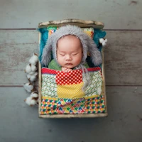neonatal photography props baby background blanket country style patchwork checked photography square blanket pillow blanket
