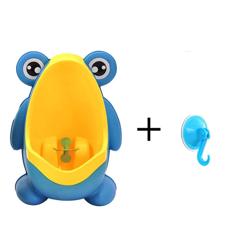 Blue plus hook Новая полка милое животное для мальчиков детские горшок для унитаза лягушка детские вертикальные писсуары для детей ясельного возраста для ванной с настенным креплением - Цвет: Blue plus hook