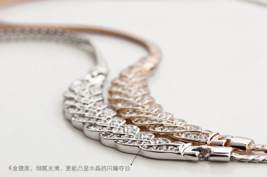 Австрийский Кристалл 24k золото-цвет искаженная змея цепи свадебные ювелирные комплекты для невест