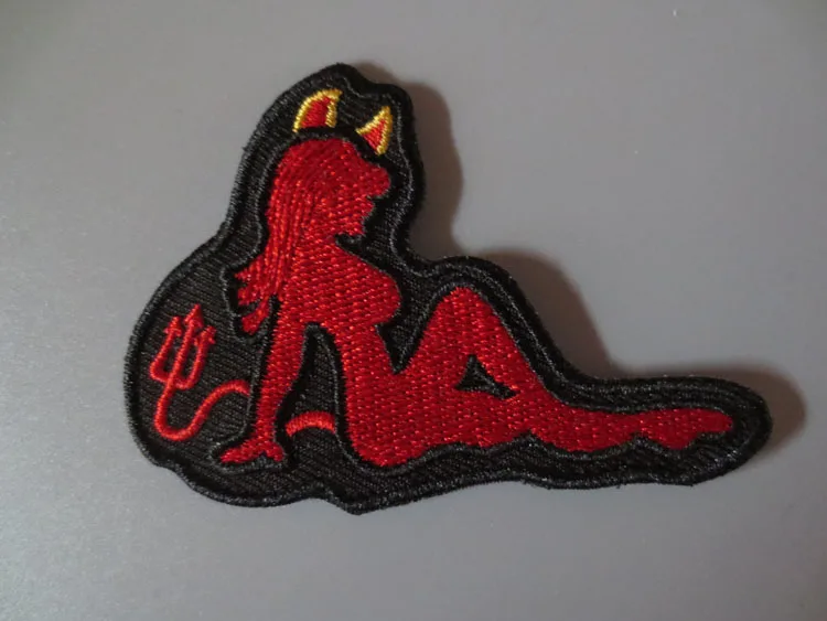 Сексуальные женские demon изысканные вышитые патчи для куртки спины жилета