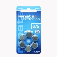 renata 6pcspack batteries xrenata za675 pr44 zinc air 1 45v hearing aid battery