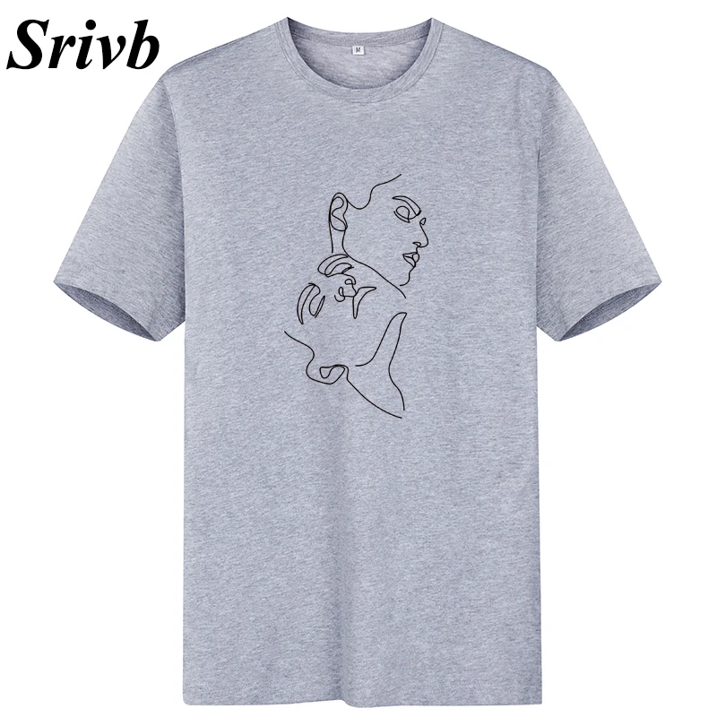 Женская футболка Srivb Черная/белая хлопковая Футболка с принтом лица корейская