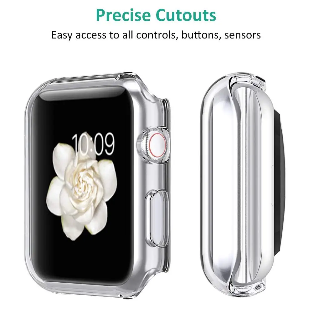 TPU прозрачный защитный чехол для часов Apple Watch 40 мм 44 мм серия 4, чехол для умных часов Apple Watch Series 5 44 мм 40 мм