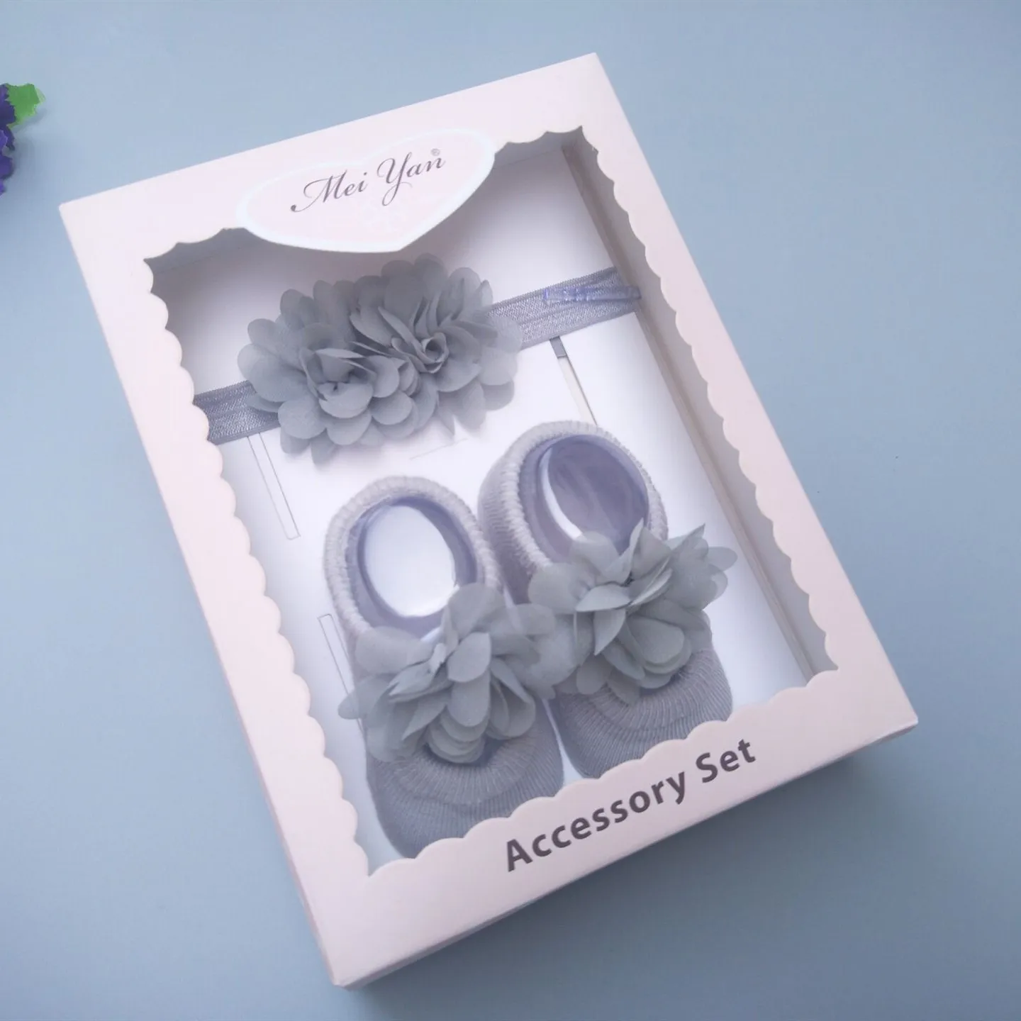 Детская Подарочная коробка Цветочные Носки для новорожденных и повязка на