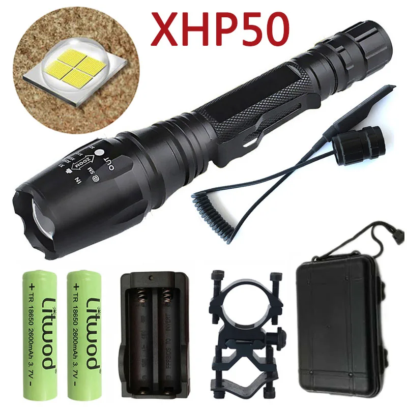 Litwod Z90 светодиодный фонарик для охоты, тактический фонарь CREE XHP50 30000LM, фонарь для верховой езды, мощный велосипедный фонарь для бега, 2*18650