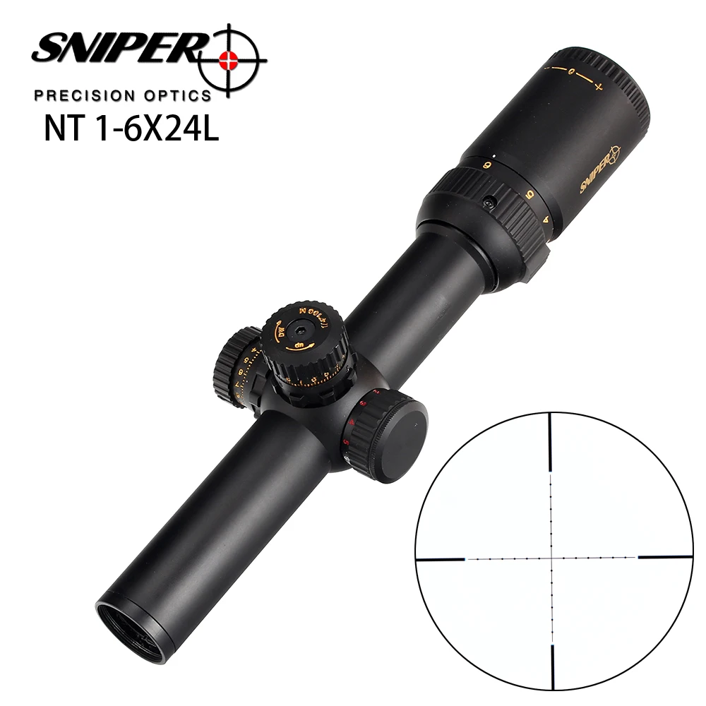 Снайпер NT 1 6X24 L Охота Riflescopes тактический оптический прицел компактный Mil dot стекло