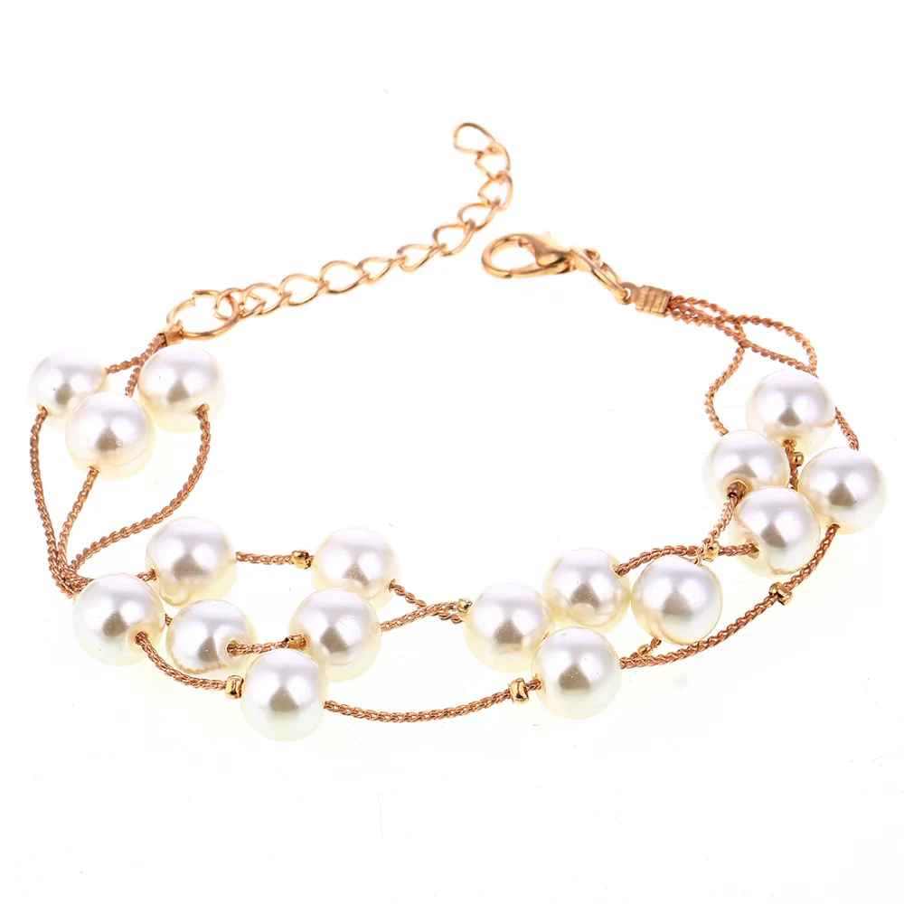 Горячая имитация жемчуга свадебное ожерелье серьги браслет набор свадебный