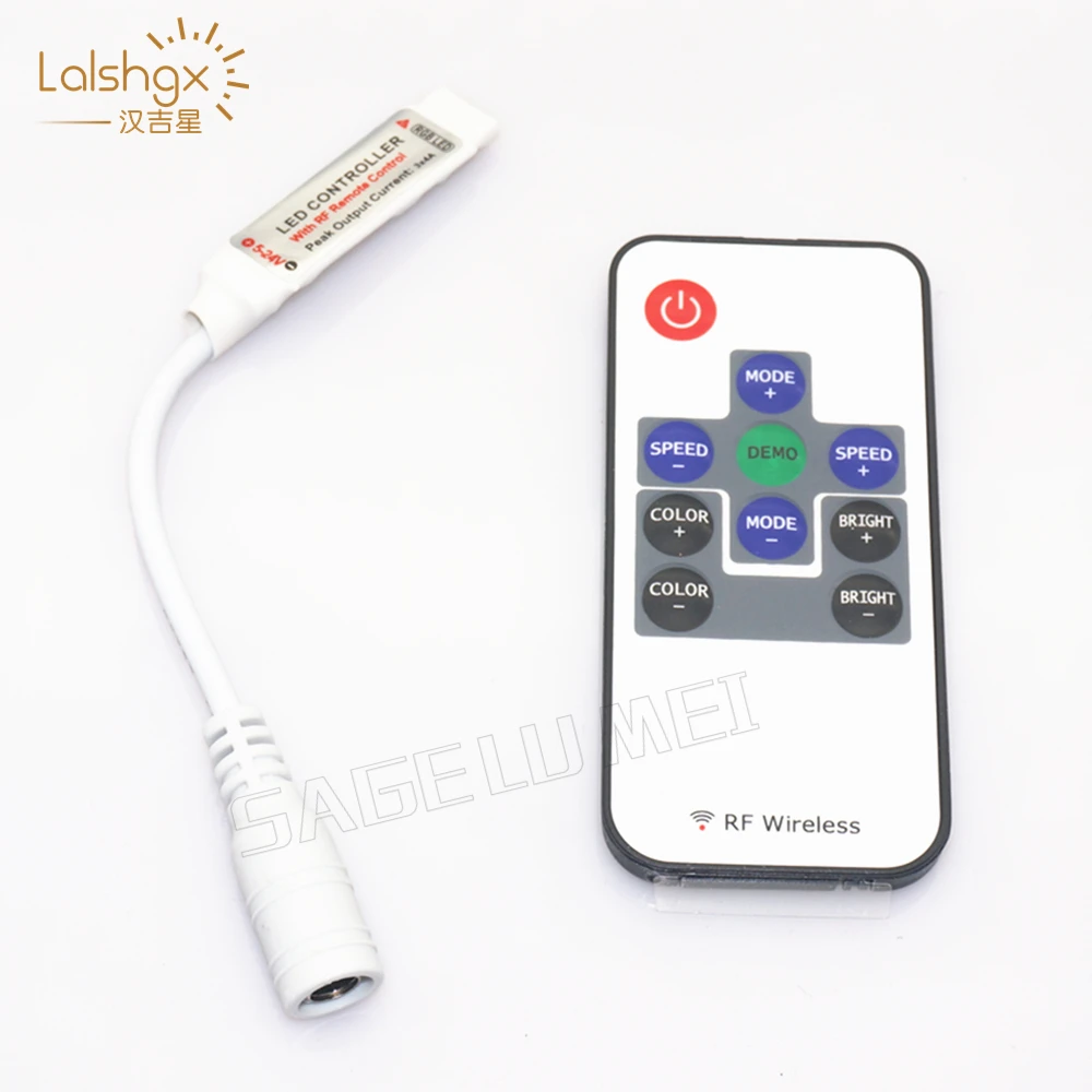 

DC5-24V 10 Keys Wireless RF Remote RGB Strip Mini Controller Dimmer DC12V 5050 RGB Led Controller