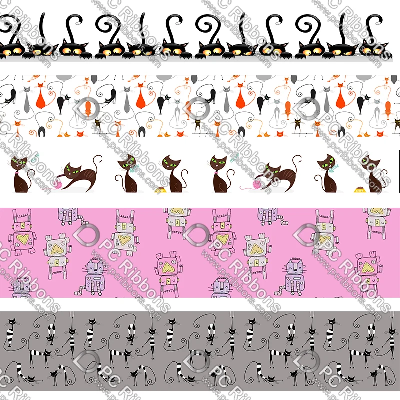 

Корсажная лента с принтом кота, 50 ярдов, для упаковки подарков