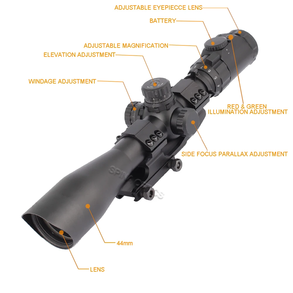 Оптика SPINA охотничья оптика прицелы 3-12x44 прицел Точная высота регулируемая Crosshair прицел для охоты