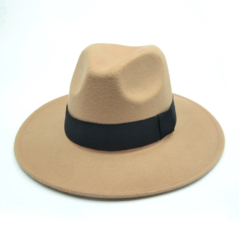 Модная Панама Sombrero 100% шерсть шляпа для мужчин Женская фетровая Федора джаз шапки