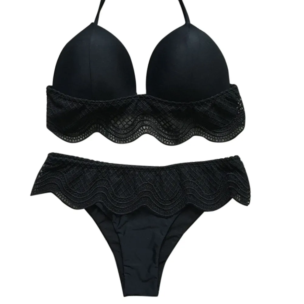 Женский купальник с пуш-апом SAGACE однотонный бандажный купальный костюм для